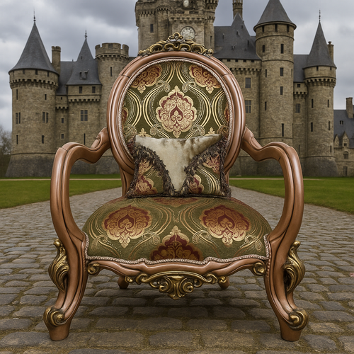 Casa Padrino Luxus Barock Wohnzimmer Sessel mit Muster Gr�n / Bordeauxrot / Grau / Gold - Handgefertigter Barockstil Sessel - Luxus Wohnzimmer M�bel im Barockstil - Barock M�bel - Edel & Prunkvoll