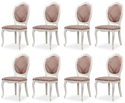 Casa Padrino Luxus Barock Esszimmer Stuhl 8er Set Lila / Beige / Wei� - Barockstil K�chen St�hle - Prunkvolle Luxus Esszimmer M�bel im Barockstil - Edel & Prunkvoll