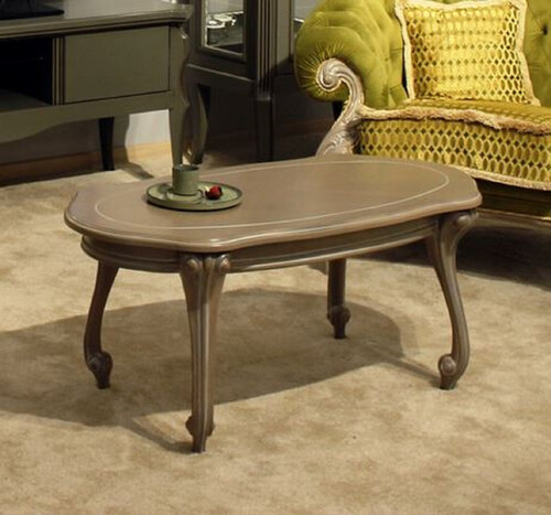 Casa Padrino Luxus Barock Couchtisch Grau - Handgefertigter Massivholz Wohnzimmertisch im Barockstil - Luxus Wohnzimmer M�bel im Barockstil - Barock M�bel - Edel & Prunkvoll