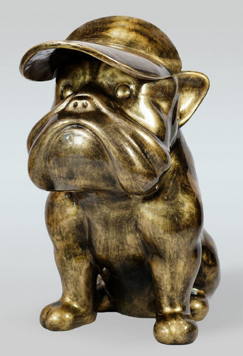 Casa Padrino Luxus XXL Deko Skulptur Hund Bulldogge Antik Gold H. 100 cm -  Große Deko Figur - XXL Wohnzimmer Deko - XXL Garten Deko