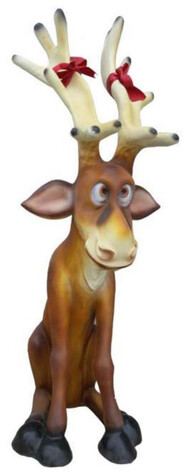 Casa Padrino Luxus XXL Deko Skulptur Rentier Hirsch Braun / Mehrfarbig H. 100 cm - XXL Weihnachts Deko Figur - Wohnzimmer Deko - Garten Deko - Luxus Deko XXL Weihnachts Figuren