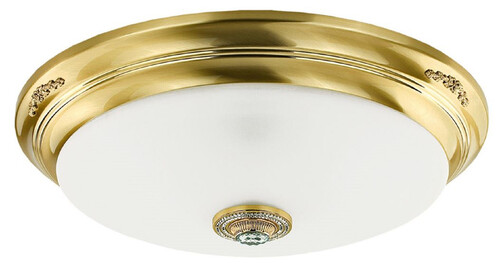 Casa Padrino Luxus Barock Kristall Deckenleuchte Gold / Wei�  60 x H. 20 cm - Runde Barockstil Wohnzimmer Deckenlampe - Barock Leuchten - Barock M�bel - Edel & Prunkvoll