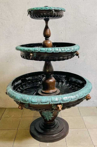 Casa Padrino Luxus Barock Bronze Springbrunnen Bronze / T�rkis  100 x H. 152 cm - Prunkvoller Barock Bronze Gartenbrunnen - Barockstil Gartendeko Bronze Brunnen - Barock Garten Deko Accessoires