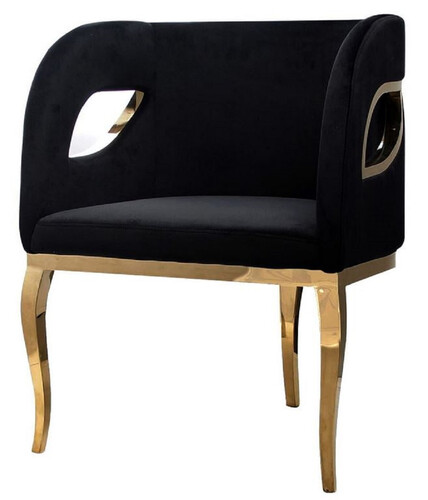 Casa Padrino Luxus Samt Sessel Schwarz / Gold 78 x 55 x H. 59 cm - Wohnzimmer Sessel - Hotel Sessel - Wohnzimmer M�bel - Luxus M�bel - Wohnzimmer Einrichtung - Luxus Einrichtung - M�bel Luxus