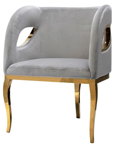 Casa Padrino Luxus Samt Sessel Grau / Gold 78 x 55 x H. 59 cm - Wohnzimmer Sessel - Hotel Sessel - Wohnzimmer M�bel - Luxus M�bel - Wohnzimmer Einrichtung - Luxus Einrichtung - M�bel Luxus