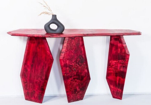 Casa Padrino Luxus Konsole Rot 154 x 40 x H. 80 cm - Holz Konsolentisch mit Maserung - Wohnzimmer M�bel - Hotel M�bel - Luxus M�bel - Luxus Einrichtung