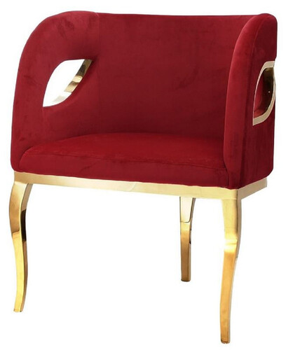 Casa Padrino Luxus Samt Sessel Rot / Gold 78 x 55 x H. 59 cm - Wohnzimmer Sessel - Hotel Sessel - Wohnzimmer M�bel - Luxus M�bel - Wohnzimmer Einrichtung - Luxus Einrichtung - M�bel Luxus