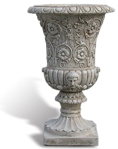 Casa Padrino Luxus Barock Blumentopf Antik Grau  49 x H. 78 cm - Handgefertigter Barockstil Pflanzentopf aus hochwertigem Carrara Marmorkies - Barock Garten Deko - Luxus Qualit�t - Made in Italy