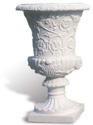 Casa Padrino Luxus Barock Blumentopf Matt Wei�  49 x H. 78 cm - Handgefertigter Barockstil Pflanzentopf aus hochwertigem Carrara Marmorkies - Barock Garten Deko - Luxus Qualit�t - Made in Italy