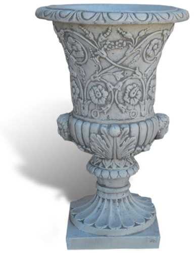 Casa Padrino Luxus Barock Blumentopf Grau  49 x H. 78 cm - Handgefertigter Barockstil Pflanzentopf aus hochwertigem Carrara Marmorkies - Barock Garten Deko - Luxus Qualit�t - Made in Italy