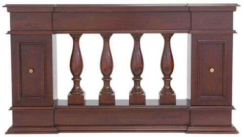 Casa Padrino Luxus Jugendstil Mahagoni Raumteiler Balustrade Dunkelbraun / Messing 180 x 30 x H. 100 cm - Massivholz Raumteiler - Barock & Jugendstil Mahagoni M�bel