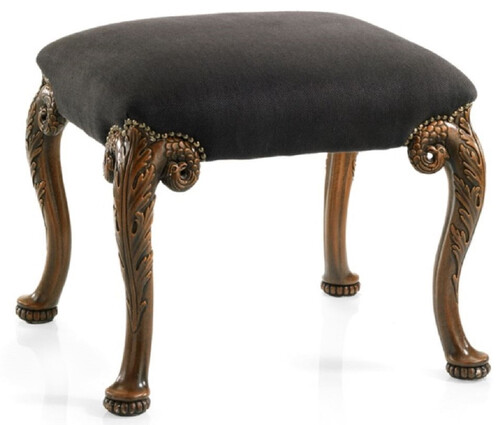 Casa Padrino Luxus Barock Hocker Schwarz / Braun - Handgefertigter Barockstil Sitzhocker - Barock Fu�hocker - Barock M�bel - Edel & Prunkvoll - Luxus Qualit�t - Made in Italy