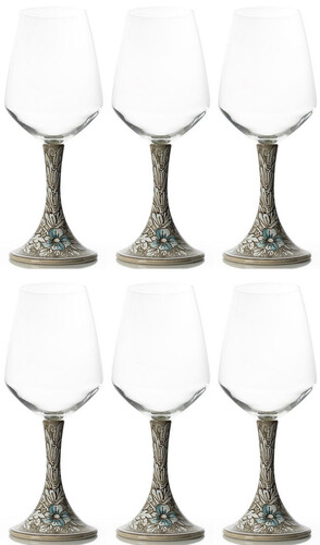 Casa Padrino Luxus Keramik Weinglas 6er Set Braun / Mehrfarbig H. 23,5 cm - Handgefertigte & handbemalte Weingl�ser - Hotel & Restaurant Accessoires - Luxus Qualit�t - Made in Italy