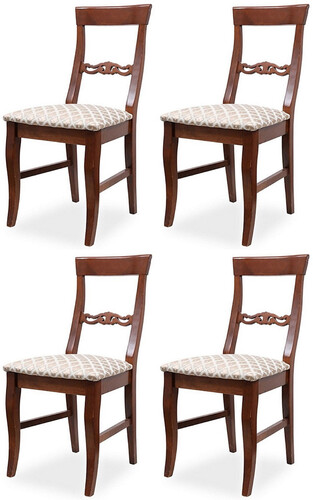 Casa Padrino Biedermeier Esszimmer Stuhl 4er Set Bronze / Wei� / Dunkelbraun 43 x 52 x H. 96 cm - Massivholz K�chen St�hle - Massivholz Esszimmer M�bel - Biedermeier Esszimmer M�bel