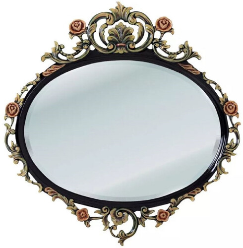 Casa Padrino Luxus Barock Spiegel Schwarz / Mehrfarbig - Prunkvoller Massivholz Wandspiegel im Barockstil - Luxus M�bel im Barockstil - Barock M�bel - Edel & Prunkvoll