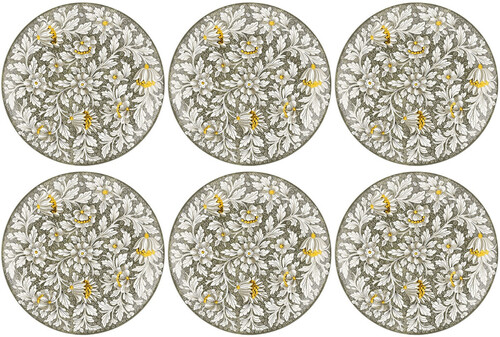 Casa Padrino Luxus Keramik Teller 6er Set Olivgr�n / Mehrfarbig  40 cm - Handgefertigte & handbemalte Essteller mit Blumendesign - Hotel & Restaurant Accessoires - Luxus Qualit�t - Made in Italy