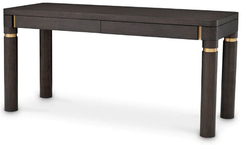 Casa Padrino Luxus Schreibtisch mit 2 Schubladen Mokka / Messing 160 x 60 x H. 76 cm - B�rotisch - Computertisch - B�ro M�bel - Luxus M�bel - Luxus Einrichtung - B�ro Einrichtung - Luxus Qualit�t