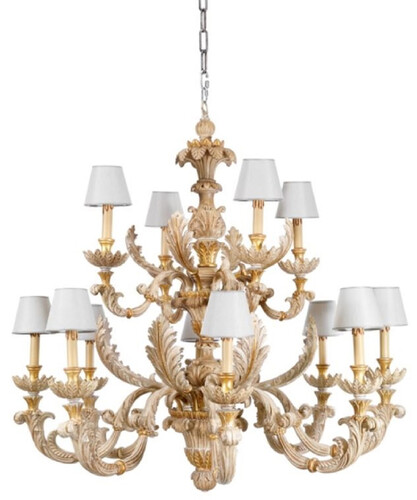 Casa Padrino Luxus Barock Kronleuchter Naturfarben / Wei�  114 cm
