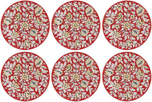 Casa Padrino Luxus Keramik Teller 6er Set Rot  32 cm - Made in Italy