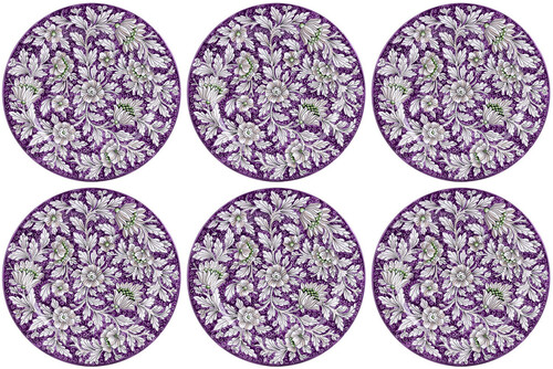 Casa Padrino Luxus Keramik Teller 6er Set Lila  32 cm - Made in Italy