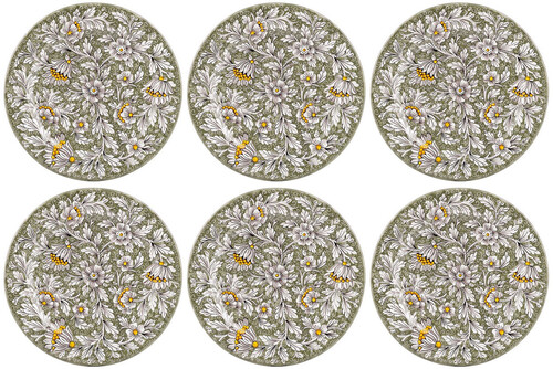 Casa Padrino Luxus Keramik Teller 6er Set Olivgr�n  32 cm - Made in Italy