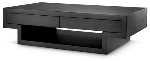 Casa Padrino Luxus Couchtisch mit 4 Schubladen Schwarzgrau 140 cm