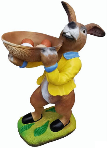 Casa Padrino Osterdeko Figur Hase mit Sch�ssel Mehrfarbig H. 67 cm