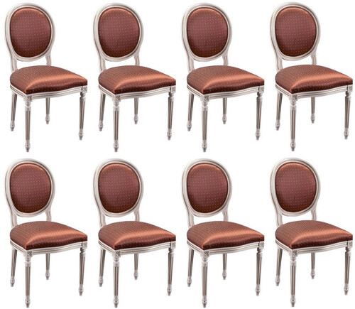 Casa Padrino Luxus Barock Esszimmer Stuhl 8er Set Bordeaurot / Wei