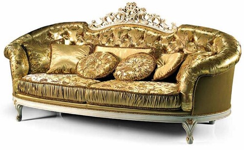 Casa Padrino Luxus Barock Sofa Gold / Elfenbein 238 cm - Made in Italy