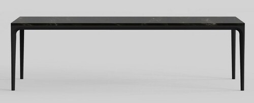 Casa Padrino Luxus Esstisch mit Kunstmarmor Tischplatte Schwarz 240 cm