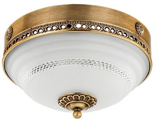Casa Padrino Luxus Barock Deckenleuchte Messing mit Patina / Wei�  30 x H. 22 cm