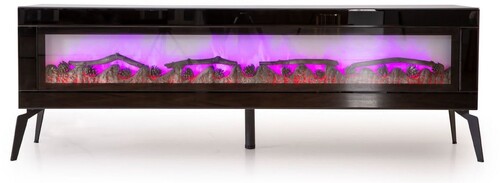 Casa Padrino Luxus TV Schrank mit LED Elektrokamin und Fernbedienung Schwarz 180 cm