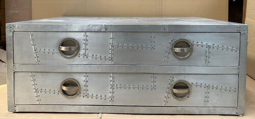 Casa Padrino Aluminium Flugzeug Flieger Couchtisch Silber 120 cm - Aluminium Flugzeug Flieger M�bel