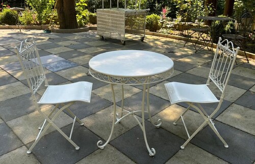 Casa Padrino Jugendstil Metall Garten M�bel Set Wei� - Barock & Jugendstil Garten M�bel