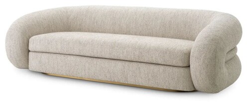Casa Padrino Luxus Sofa Hellgrau / Messing 230 cm - Luxus Wohnzimmer & Hotel M�bel