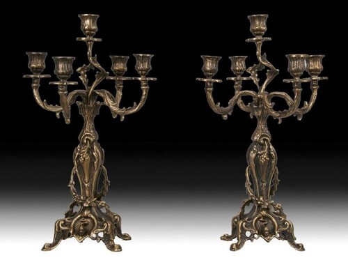 Casa Padrino Luxus Barock Bronze Kerzenhalter Set  22 x H. 45 cm - Barock Interior
