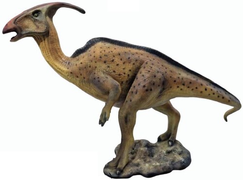 Casa Padrino XXL Deko Skulptur Dinosaurier Parasaurolophus Braun / Grau 298 cm - Riesige Lebensgro�e Garten Figur