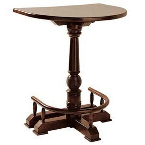 Casa Padrino Luxus Wand Stehtisch mit Fu�st�tze Dunkelbraun 75 x 90 x H. 110 cm - Halbrunder Massivholz Tisch - Halbrunder Massivholz Bartisch 