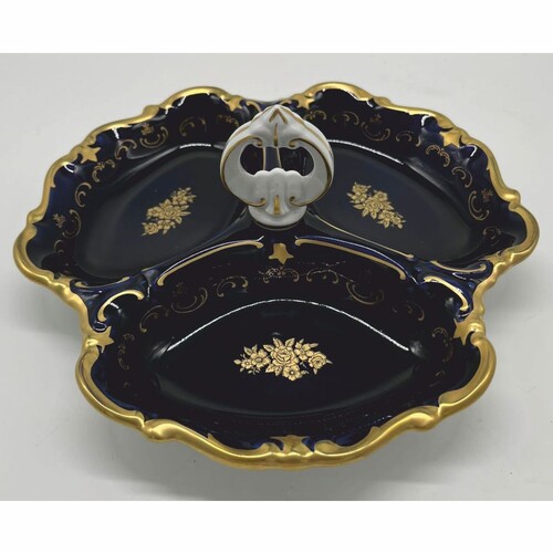 Casa Padrino Luxus Barock Porzellan Servierschale mit Tragegriff  25 cm - Reichenbach Porzellan