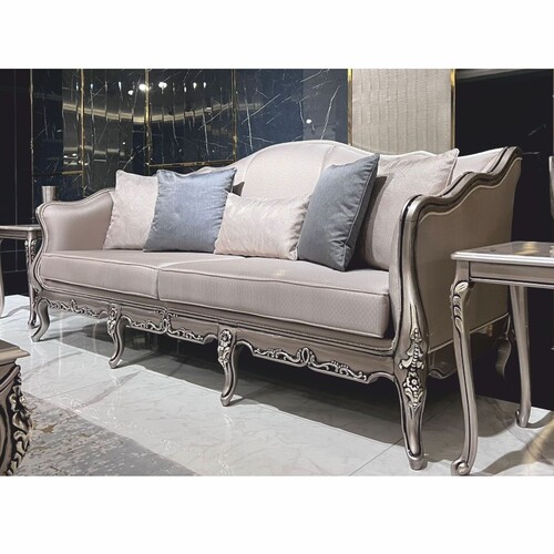 Casa Padrino Luxus Barock Sofa Silber 225 cm - Barockstil Wohnzimmer M�bel