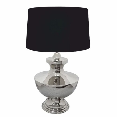 Casa Padrino Art Deco Metall Tischleuchte Silber / Schwarz  46 x H. 69 cm