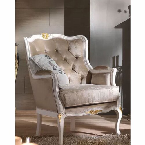 Casa Padrino Luxus Barock Samt Sessel Braun / Wei� / Gold - Barock M�bel - Made in Italy