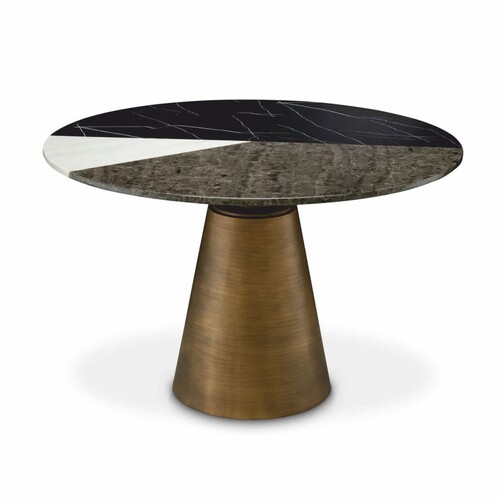 Casa Padrino Luxus Esstisch mit Kunstmarmor Tischplatte  120 cm - Esszimmer M�bel