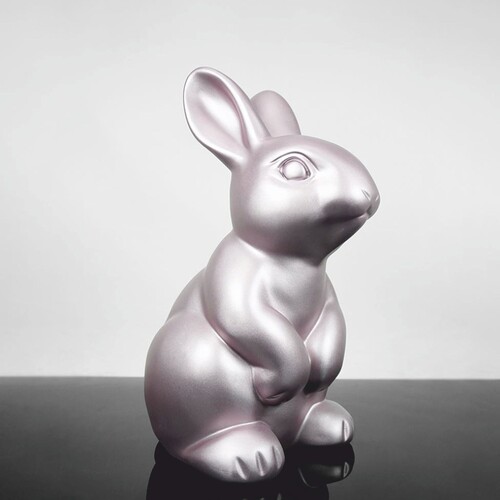 Casa Padrino Deko Figur Hase / Osterhase Silber H. 45 cm - Oster Deko Accessoires