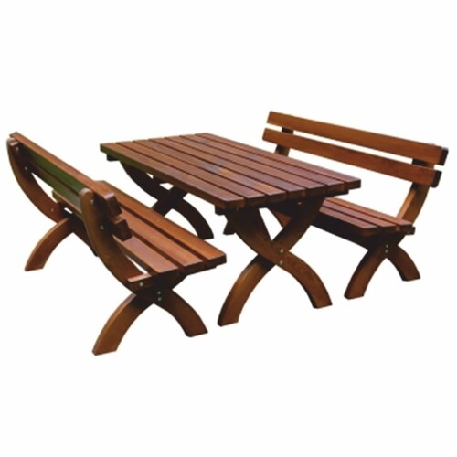 Casa Padrino Massivholz Gartengarnitur / Biergartengarnitur Braun 180 cm