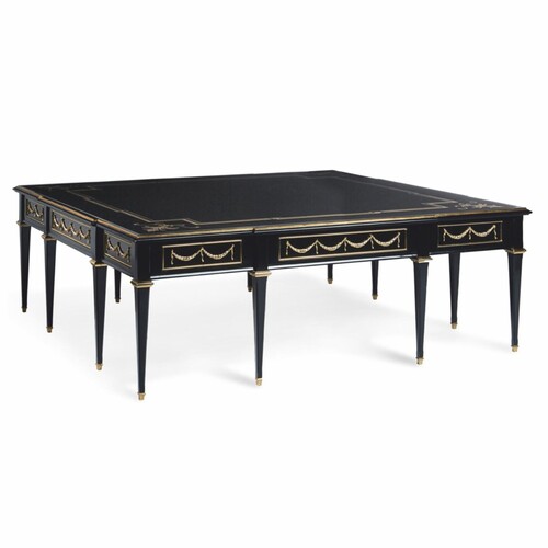 Casa Padrino Luxus Barock Couchtisch mit Glasplatte Schwarz / Gold 127 cm - Made in Italy