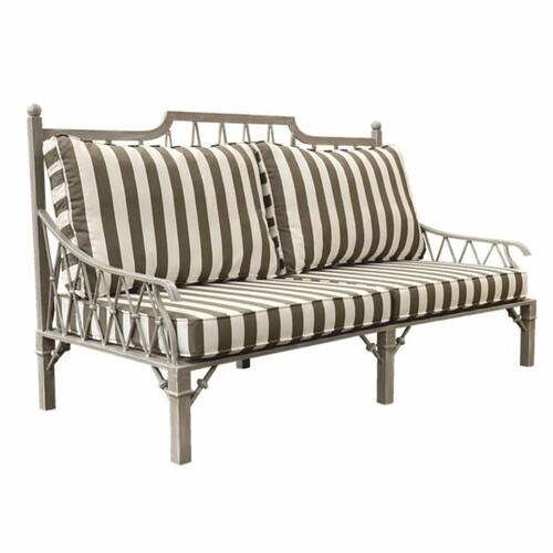 Casa Padrino Luxus Jugendstil Sofa Grau / Wei� 190 cm - Hotel & Garten Sofa