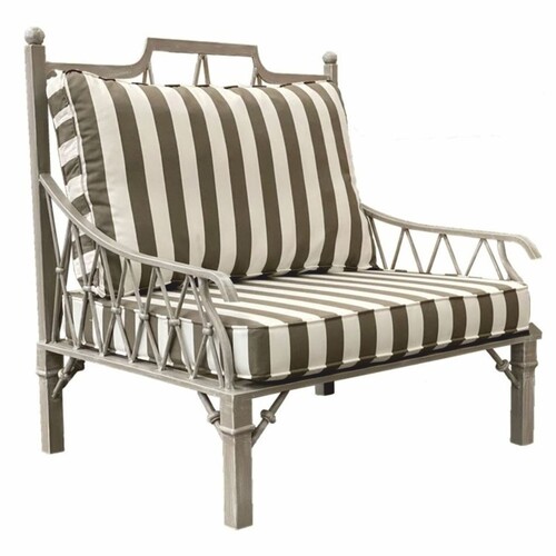 Casa Padrino Luxus Jugendstil Sessel Grau / Wei� - Hotel & Garten Sessel