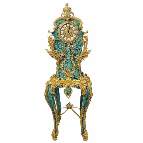 Casa Padrino Barock Standuhr Malachitgr�n / Gold H. 185 cm - Barock M�bel