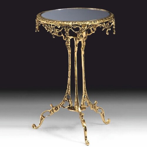 Casa Padrino Luxus Barock Bronze Beistelltisch mit Glasplatte Gold H. 49 cm - Barock M�bel